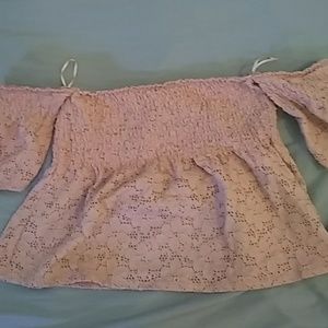 Pink Flower Pattern Off The Shoulder Crop Top